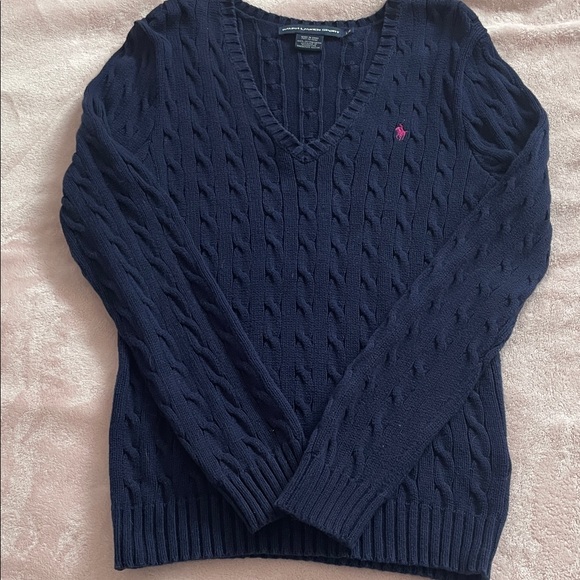 🏇 RALPH LAUREN Sport Navy Knit Sweater L - Picture 3 of 5